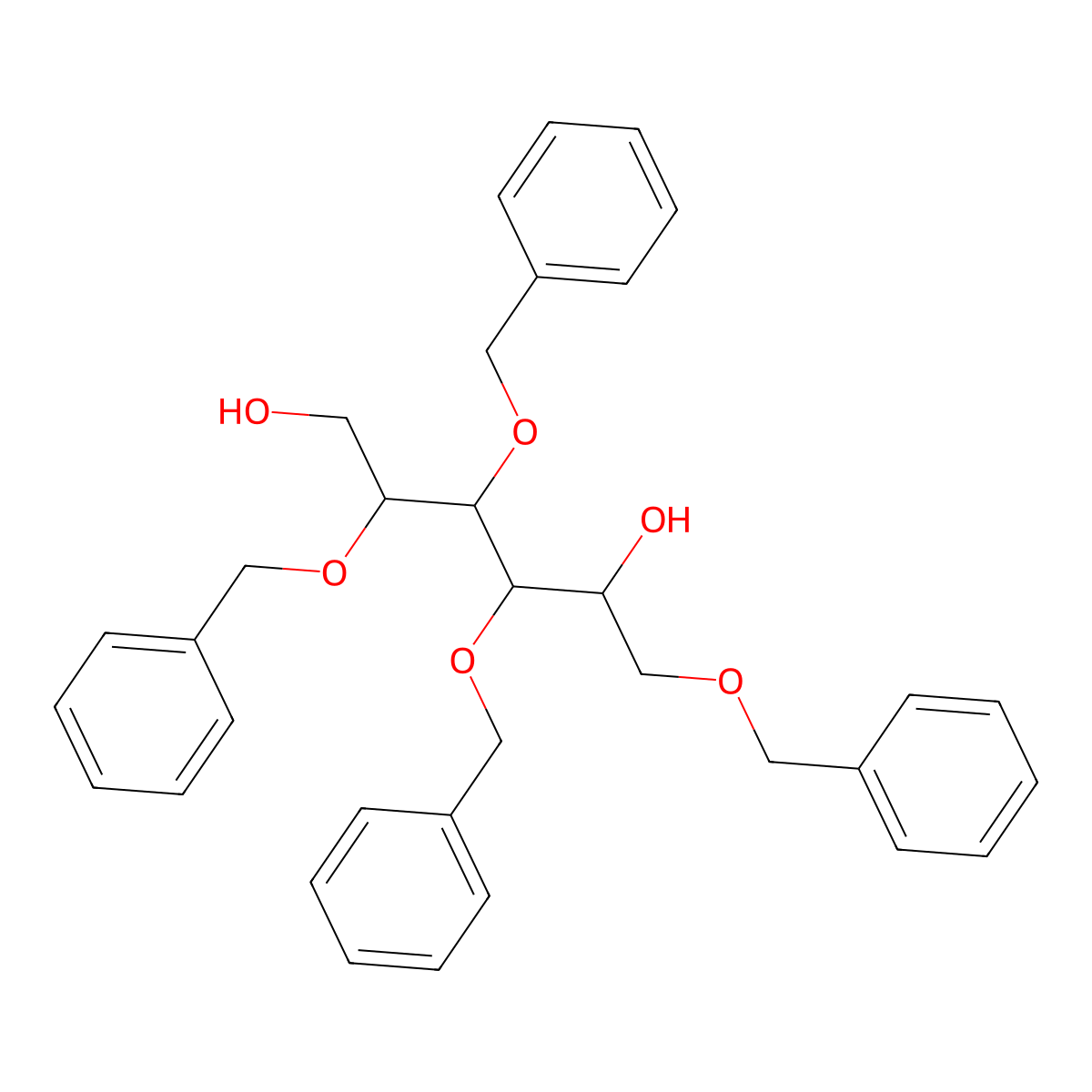 1,3,4,5-Tetra-O-benzyl-D-glucitol molecular structure, CAS 14233-48-8