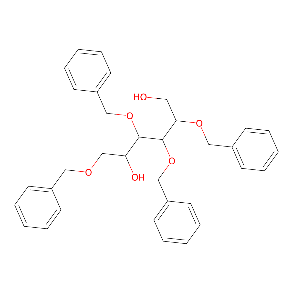 1,3,4,5-Tetra-O-benzyl-D-glucitol molecular structure, CAS 14233-48-8