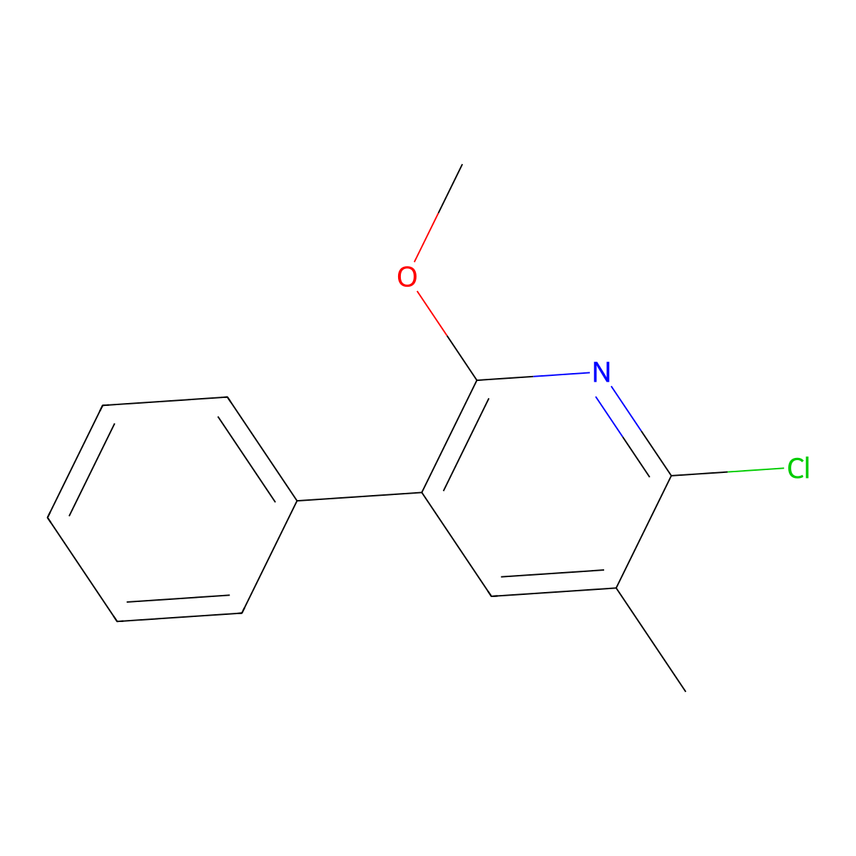 2-Chloro-6-methoxy-3-methyl-5-phenylpyridine molecular structure, CAS 142330-96-9