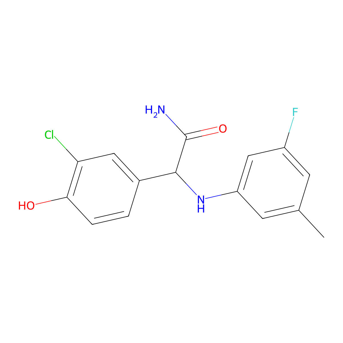 2-(3-Chloro-4-hydroxyphenyl)-2-[(3-fluoro-5-methylphenyl)amino]acetamide molecular structure, CAS 1423358-13-7