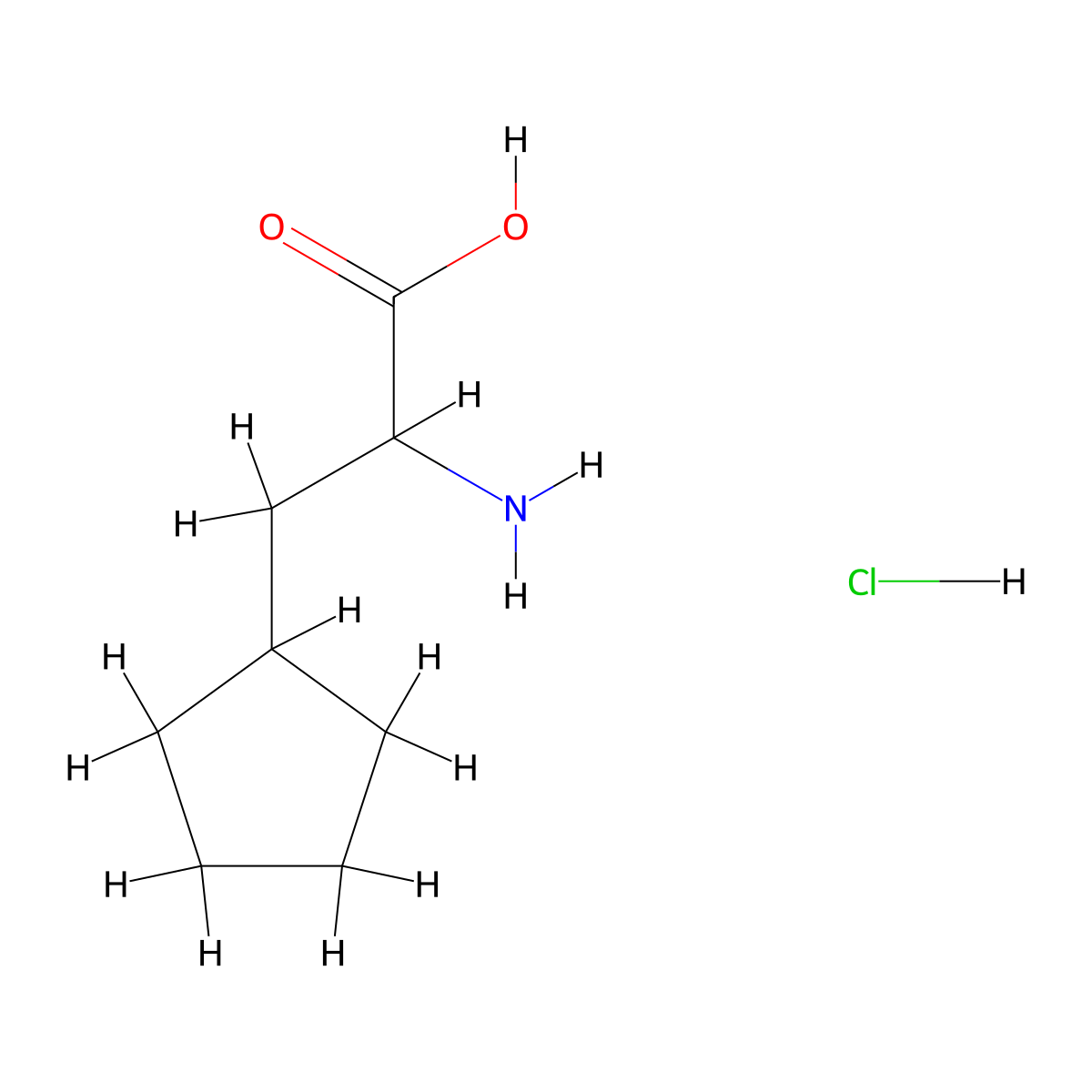 2-Amino-3-cyclopentylpropanoic acid hydrochloride molecular structure, CAS 1423369-09-8