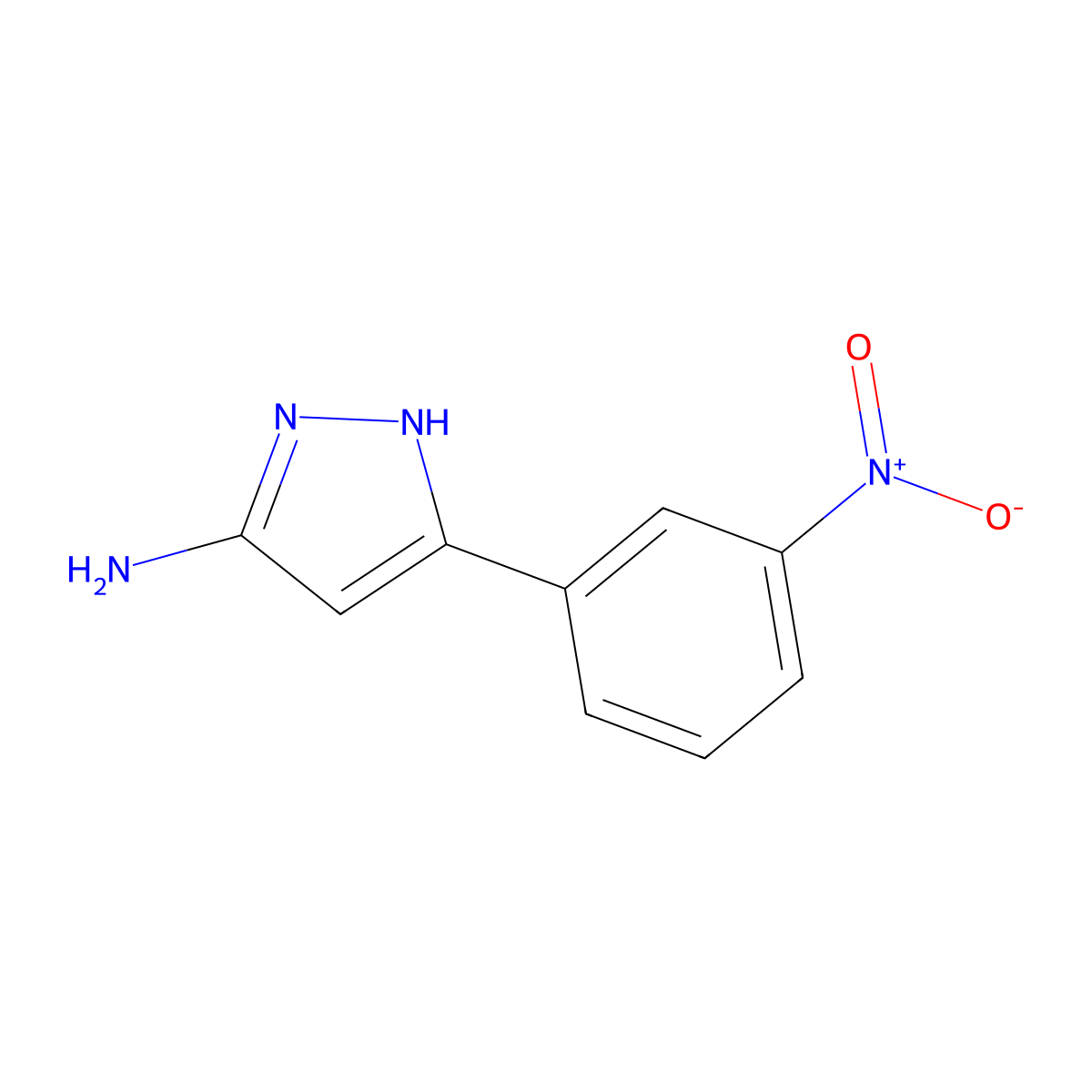 3-(3-nitrophenyl)-1H-pyrazol-5-amine molecular structure, CAS 142338-69-0