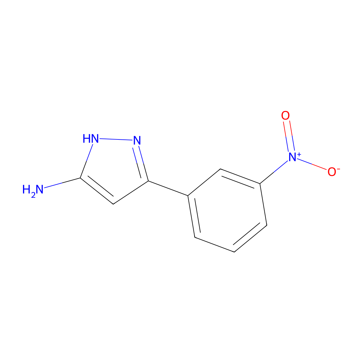 3-(3-nitrophenyl)-1H-pyrazol-5-amine molecular structure, CAS 142338-69-0