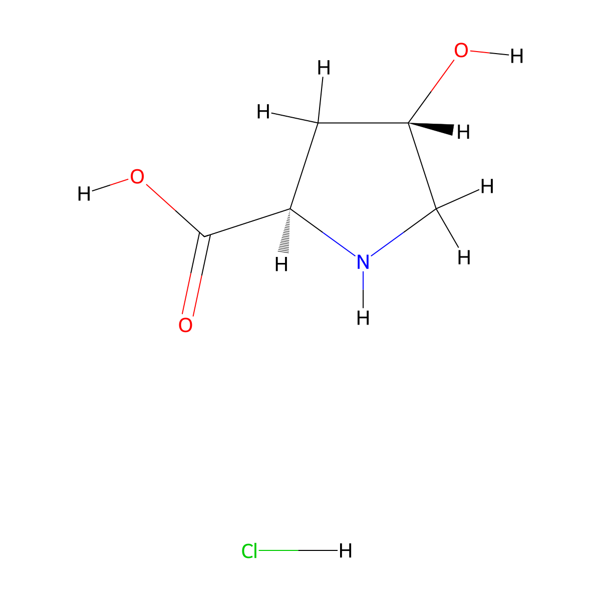 (2R,4S)-4-hydroxypyrrolidine-2-carboxylic acid hydrochloride molecular structure, CAS 142347-81-7