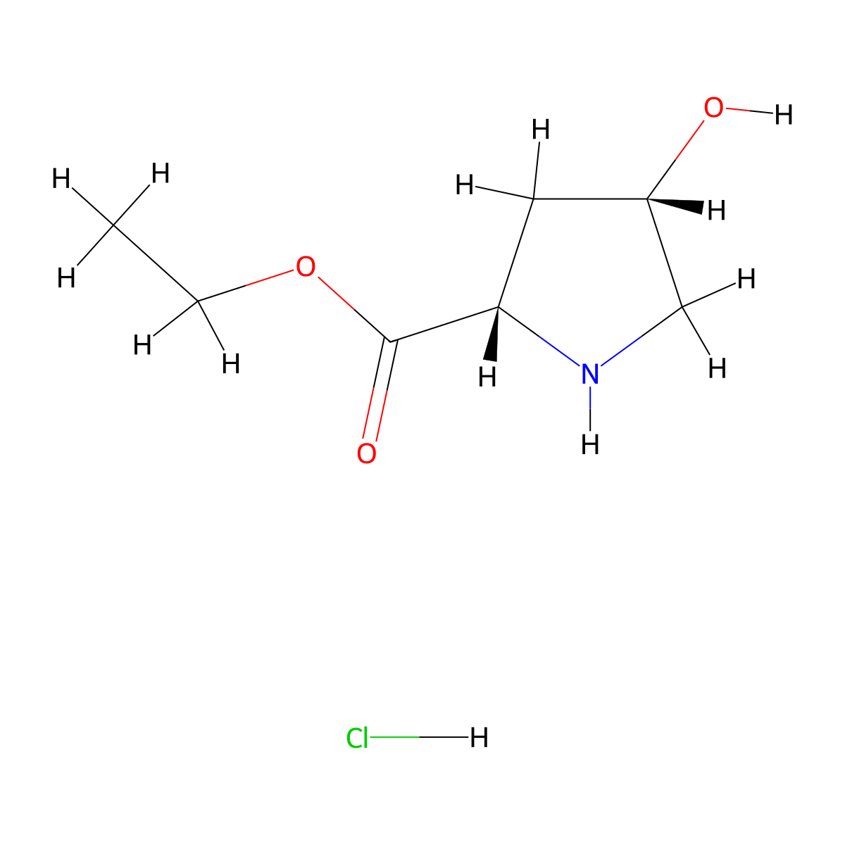 Ethyl (2S,4S)-4-hydroxypyrrolidine-2-carboxylate hydrochloride molecular structure, CAS 142347-82-8