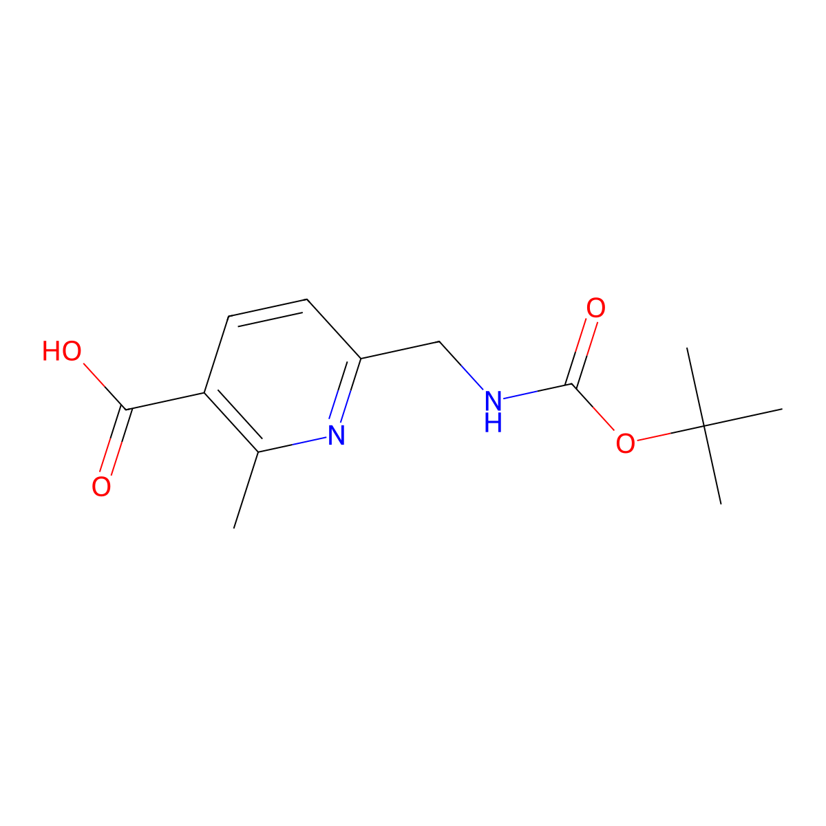 6-({[(Tert-butoxy)carbonyl]amino}methyl)-2-methylpyridine-3-carboxylic acid molecular structure, CAS 1423471-60-6