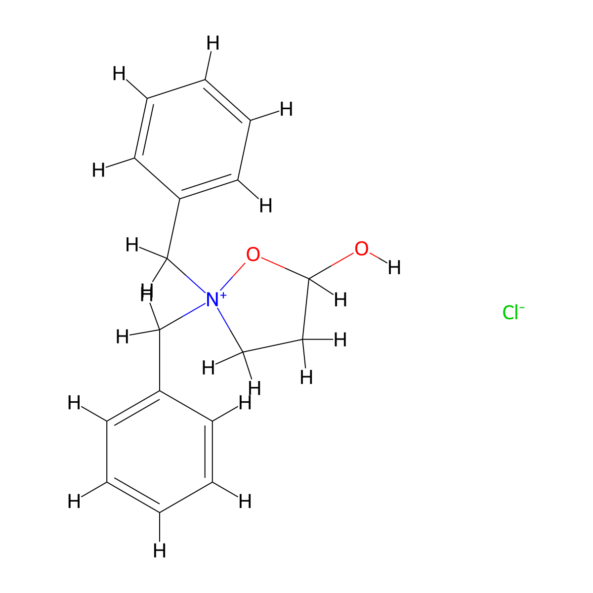 2,2-Dibenzyl-5-hydroxy-1,2-oxazolidin-2-ium chloride molecular structure, CAS 142350-27-4