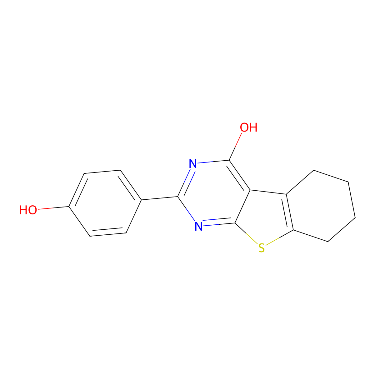 2-(4-Hydroxyphenyl)-5,6,7,8-tetrahydro[1]benzothieno[2,3-d]pyrimidin-4-ol molecular structure, CAS 142354-84-5