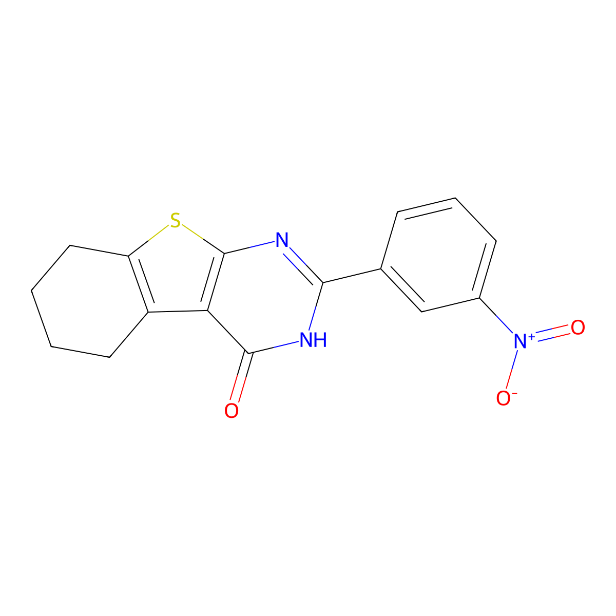 2-{3-Nitrophenyl}-5,6,7,8-tetrahydro[1]benzothieno[2,3-d]pyrimidin-4-ol molecular structure, CAS 142354-85-6