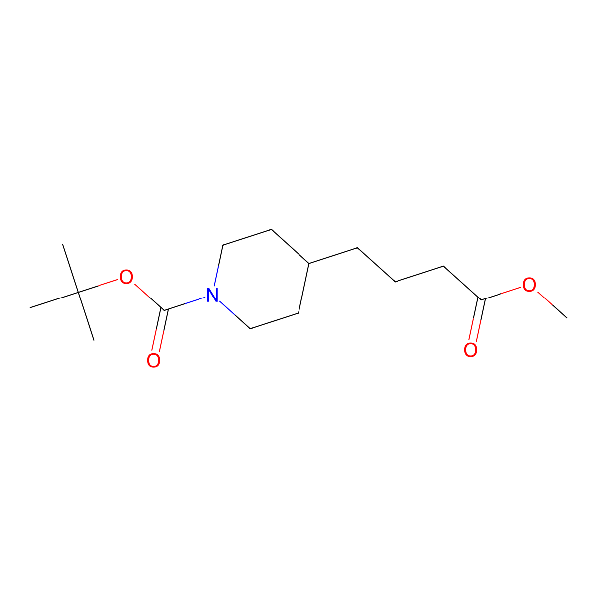 Tert-butyl 4-(4-methoxy-4-oxobutyl)piperidine-1-carboxylate molecular structure, CAS 142355-82-6