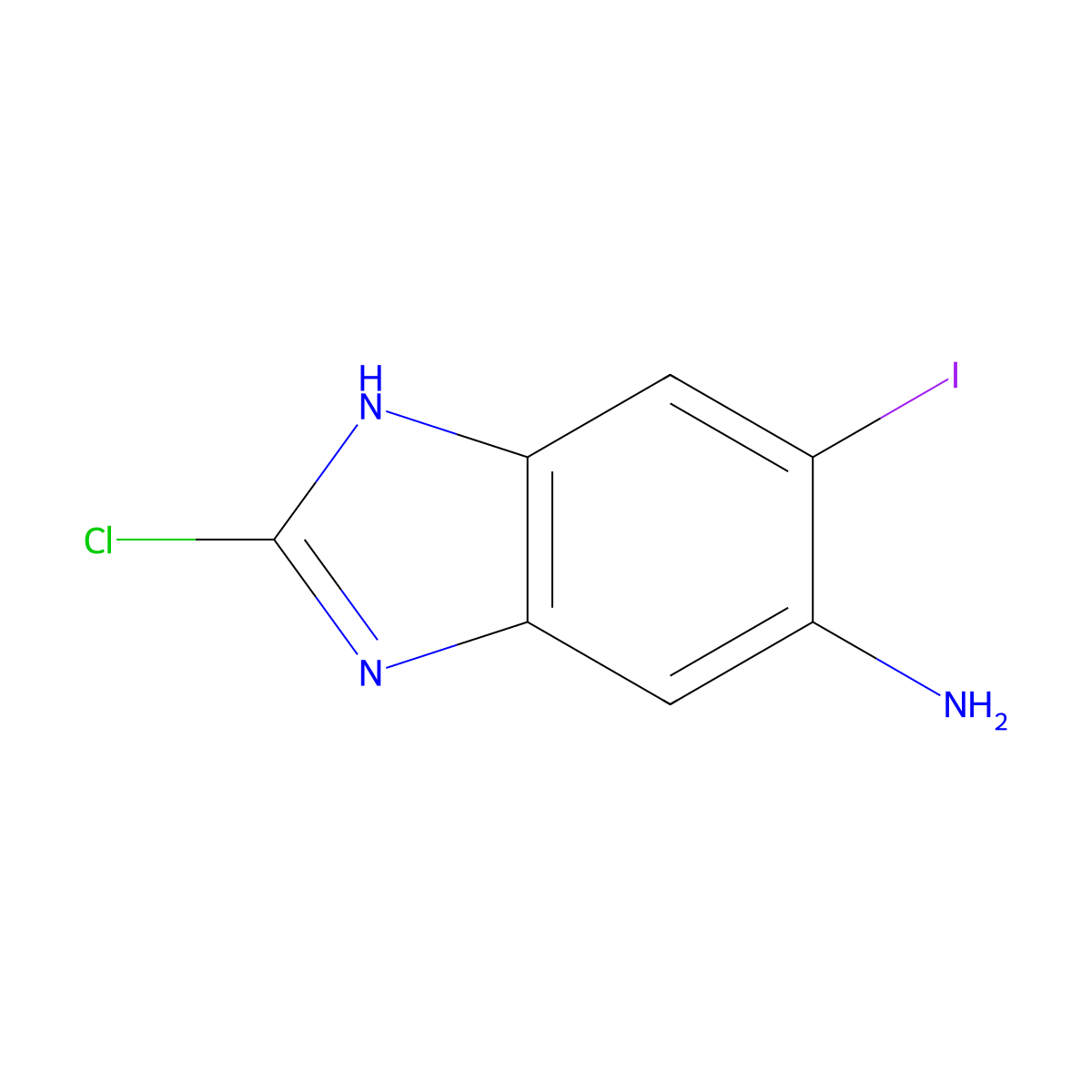 2-Chloro-5-iodo-1H-benzo[d]imidazol-6-amine molecular structure, CAS 142356-55-6