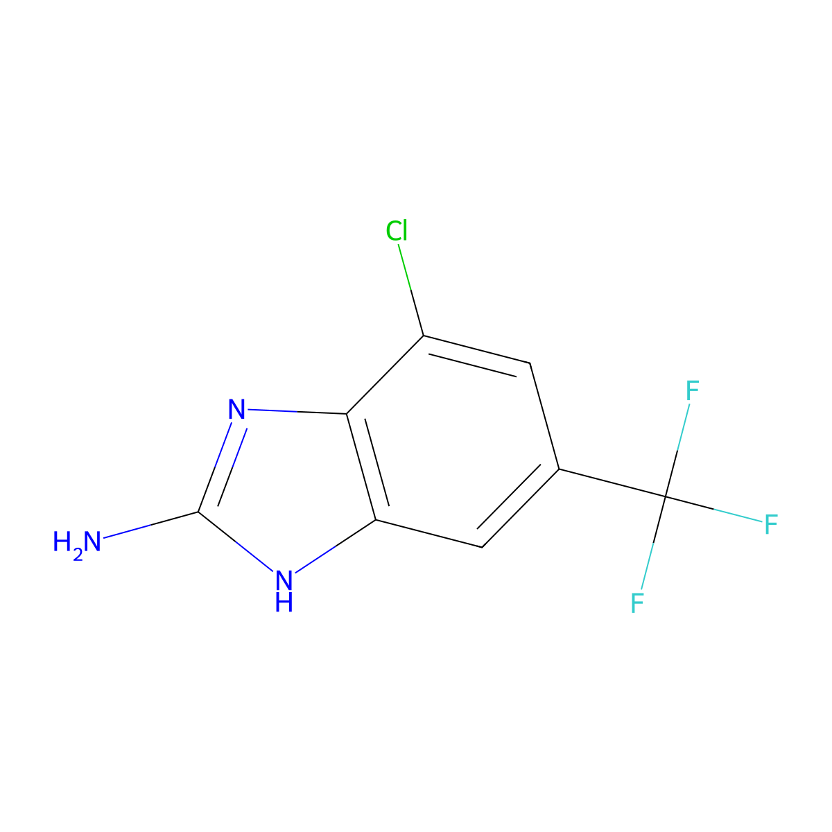 7-chloro-5-(trifluoromethyl)-1H-1,3-benzodiazol-2-amine molecular structure, CAS 142356-72-7