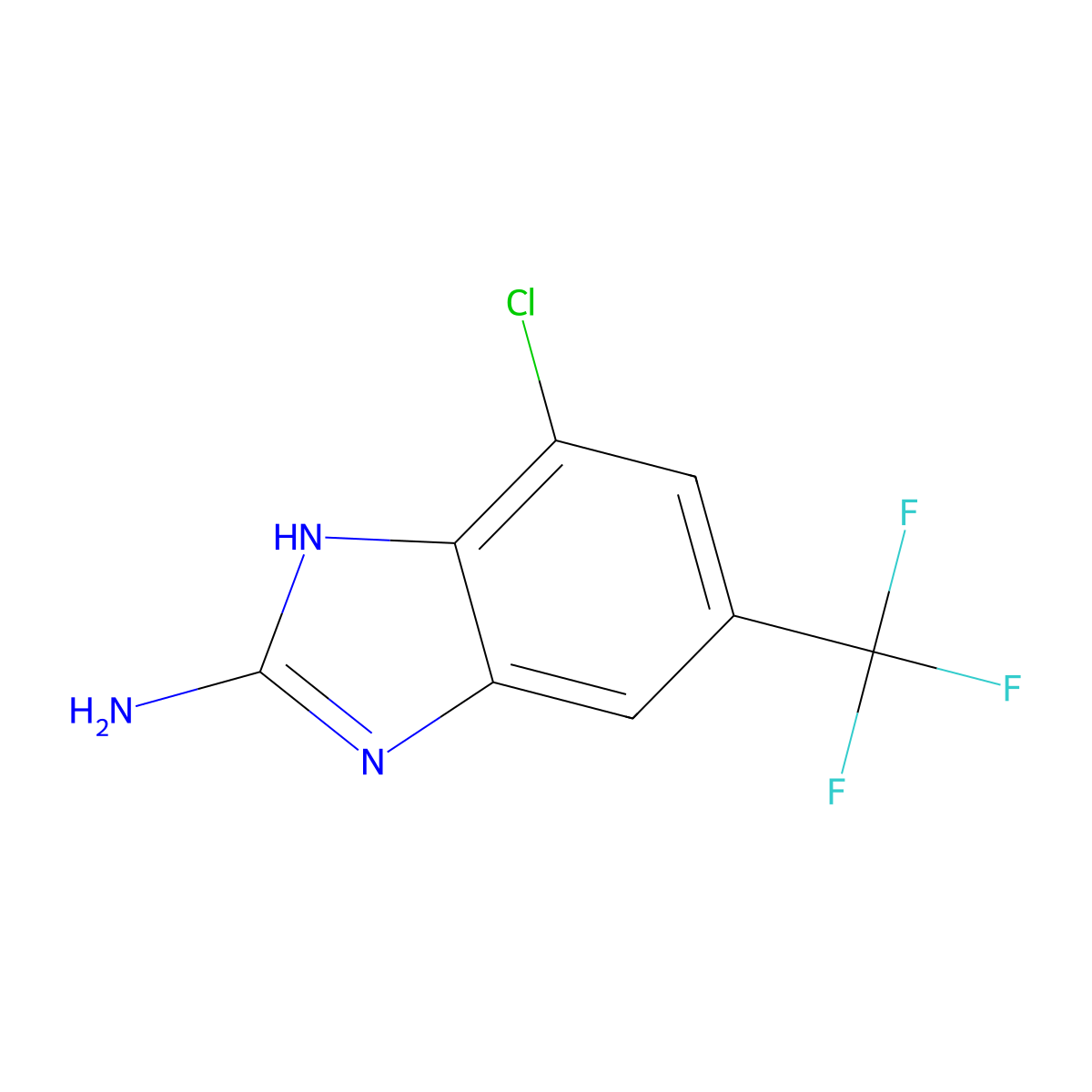 7-chloro-5-(trifluoromethyl)-1H-1,3-benzodiazol-2-amine molecular structure, CAS 142356-72-7