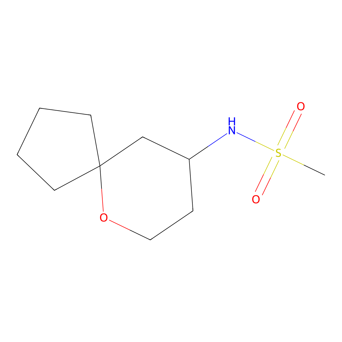 N-{6-oxaspiro[4.5]decan-9-yl}methanesulfonamide molecular structure, CAS 1423634-82-5
