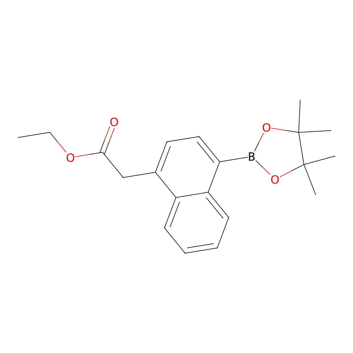 Ethyl 2-(4-(4,4,5,5-tetramethyl-1,3,2-dioxaborolan-2-yl)naphthalen-1-yl)acetate molecular structure, CAS 1423699-85-7