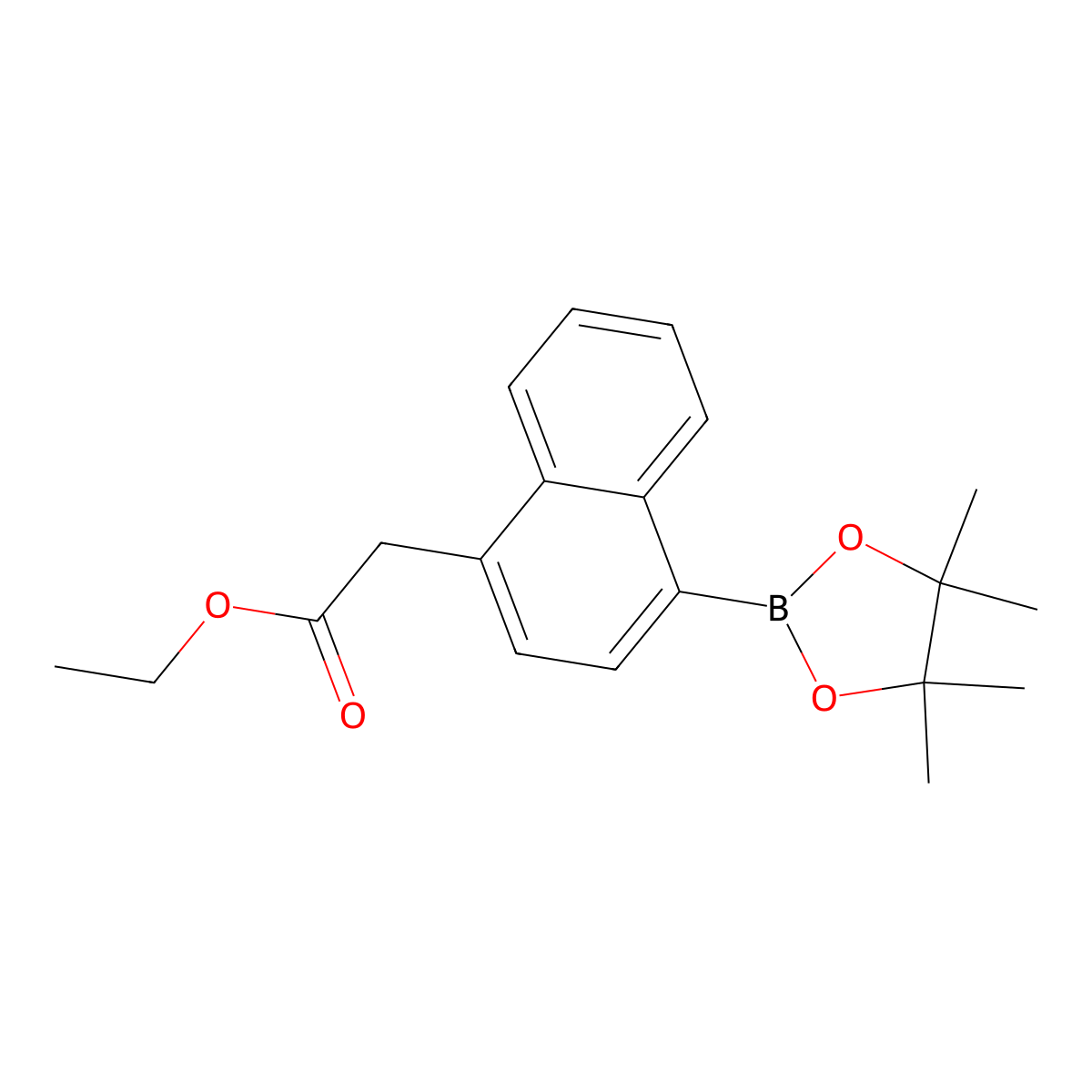 Ethyl 2-(4-(4,4,5,5-tetramethyl-1,3,2-dioxaborolan-2-yl)naphthalen-1-yl)acetate molecular structure, CAS 1423699-85-7