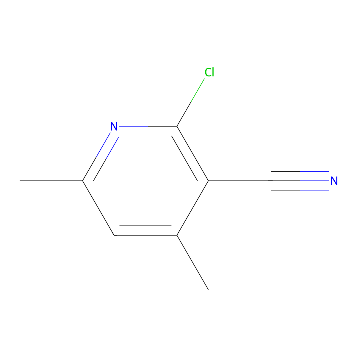 2-Chloro-4,6-dimethyl-3-pyridinecarbonitrile molecular structure, CAS 14237-71-9