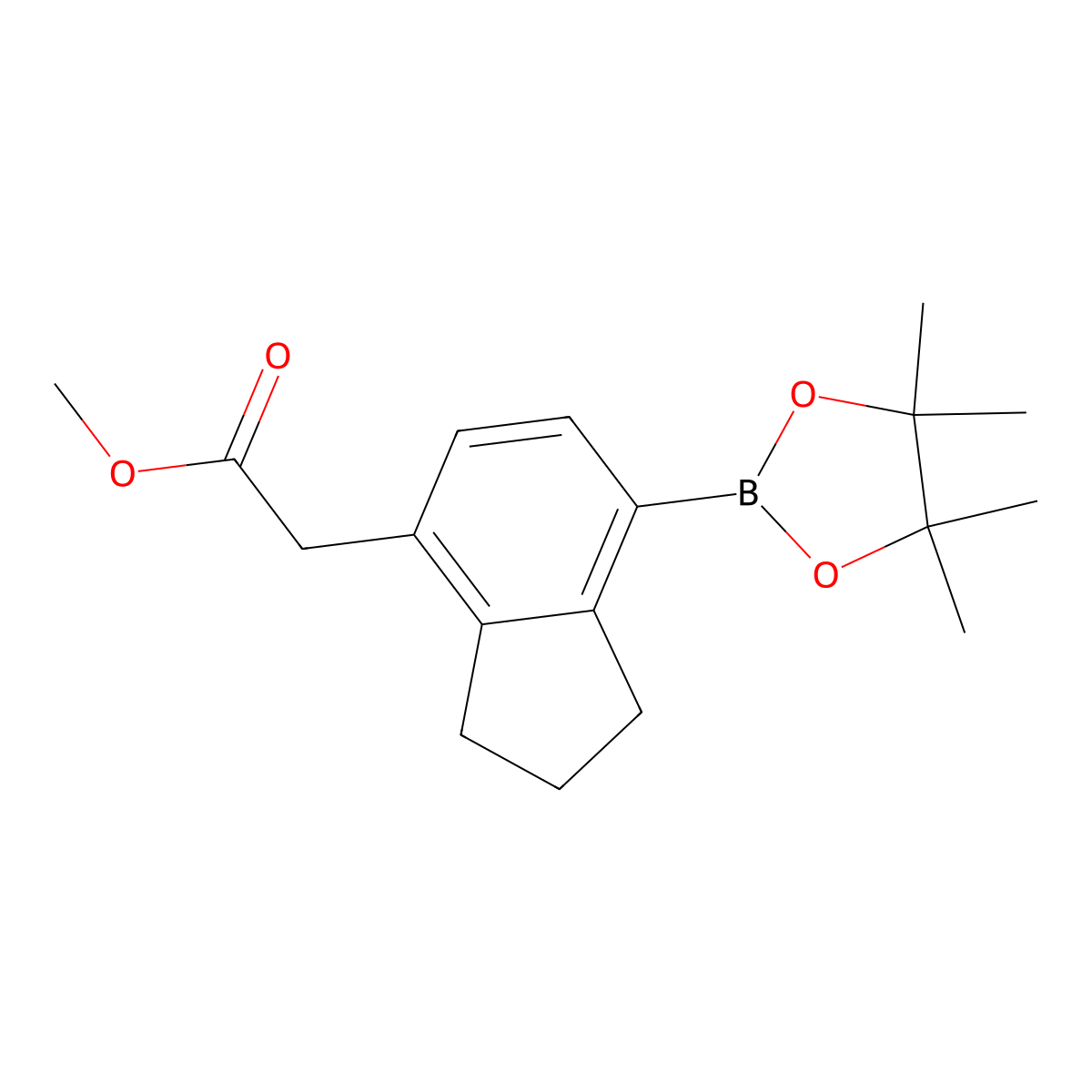Methyl 2-(7-(4,4,5,5-tetramethyl-1,3,2-dioxaborolan-2-yl)-2,3-dihydro-1H-inden-4-yl)acetate molecular structure, CAS 1423700-03-1