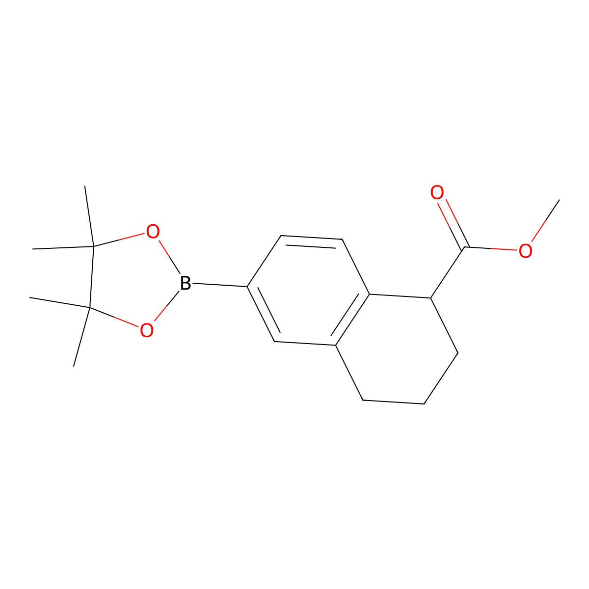 Methyl 6-(4,4,5,5-tetramethyl-1,3,2-dioxaborolan-2-yl)-1,2,3,4-tetrahydronaphthalene-1-carboxylate molecular structure, CAS 1423700-38-2
