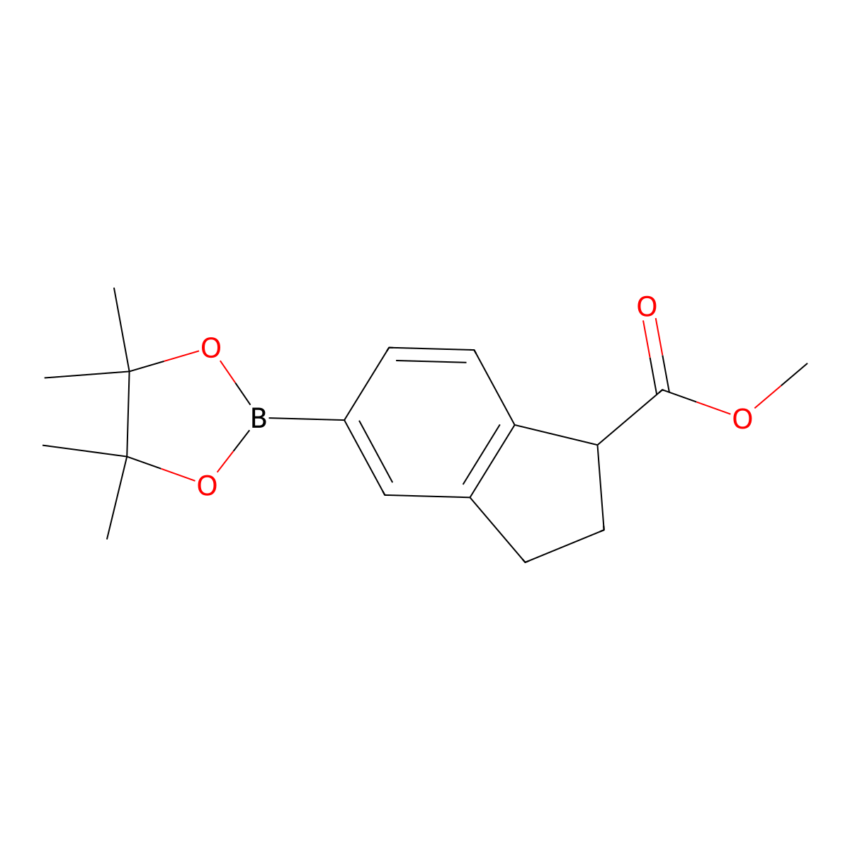 methyl 5-(4,4,5,5-tetramethyl-1,3,2-dioxaborolan-2-yl)-2,3-dihydro-1H-indene-1-carboxylate molecular structure, CAS 1423700-47-3