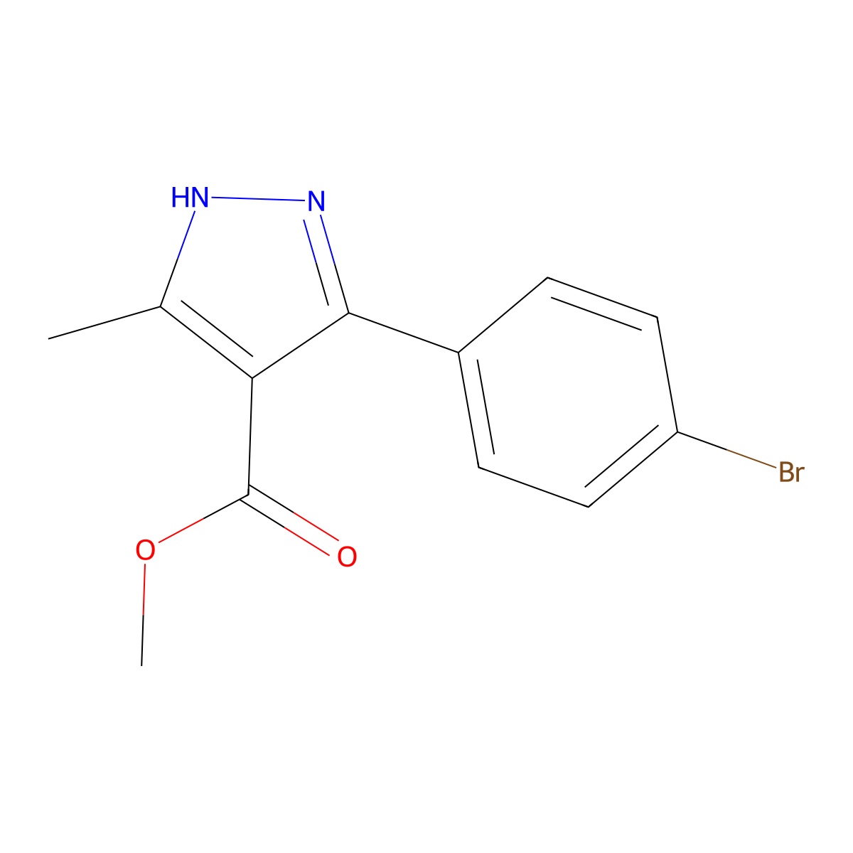 methyl 3-(4-bromophenyl)-5-methyl-1H-pyrazole-4-carboxylate molecular structure, CAS 1423700-49-5