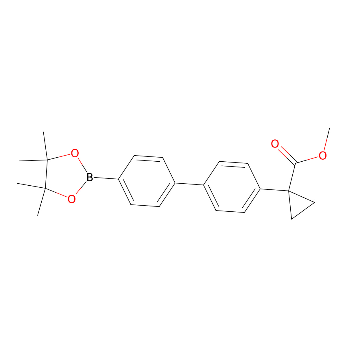 Methyl 1-(4'-(4,4,5,5-tetramethyl-1,3,2-dioxaborolan-2-yl)-[1,1'-biphenyl]-4-yl)cyclopropane-1-carboxylate molecular structure, CAS 1423700-75-7
