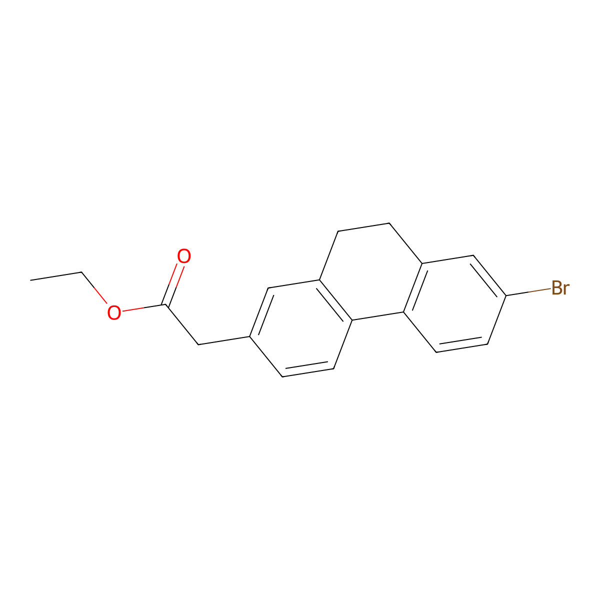 Ethyl 2-(7-bromo-9,10-dihydrophenanthren-2-yl)acetate molecular structure, CAS 1423702-44-6