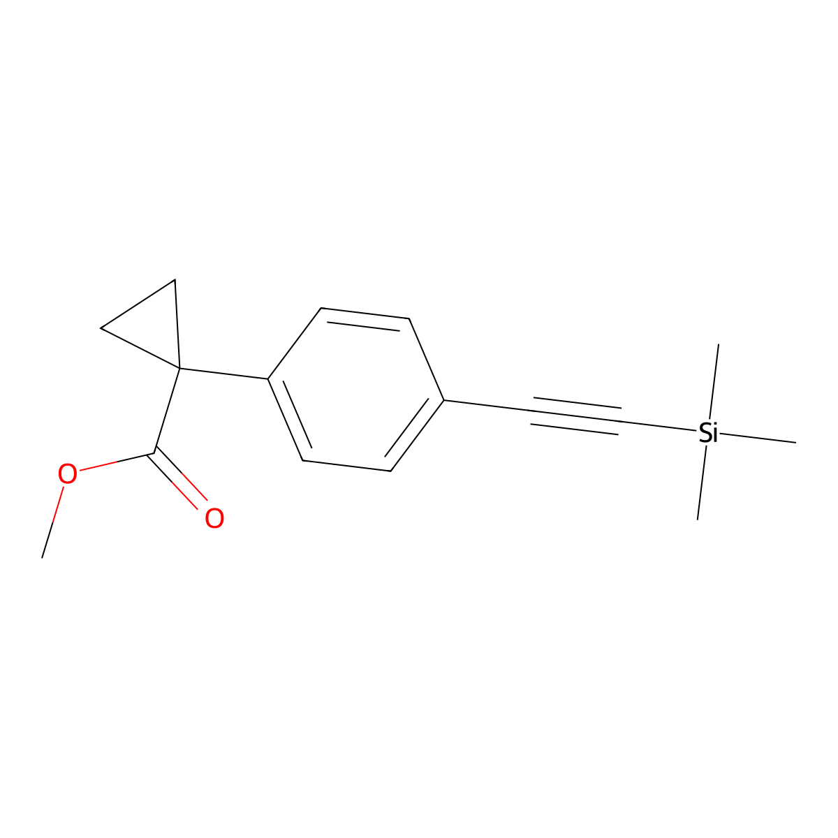 Methyl 1-{4-[2-(trimethylsilyl)ethynyl]phenyl}cyclopropane-1-carboxylate molecular structure, CAS 1423702-76-4