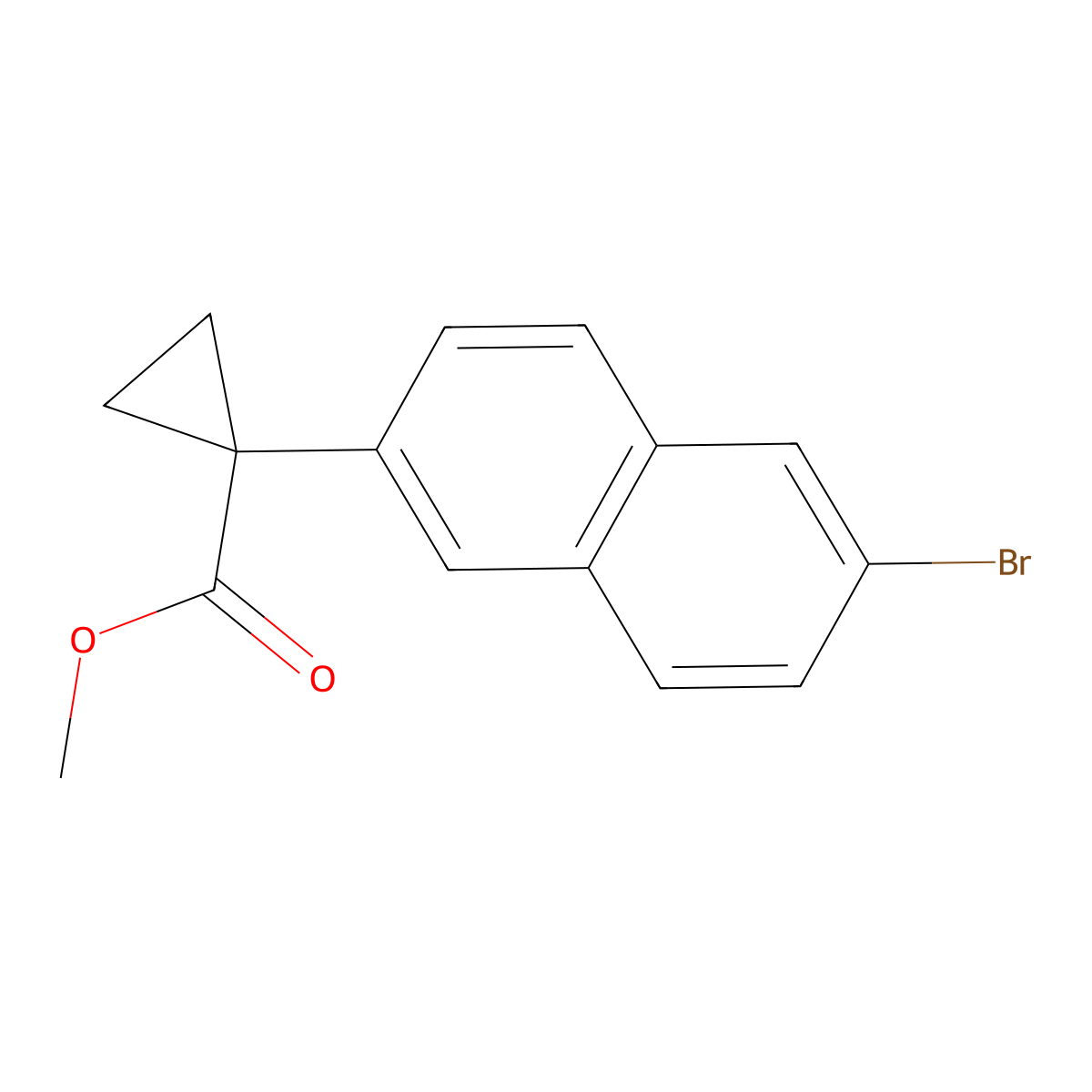 Methyl 1-(6-bromonaphthalen-2-yl)cyclopropane-1-carboxylate molecular structure, CAS 1423703-16-5