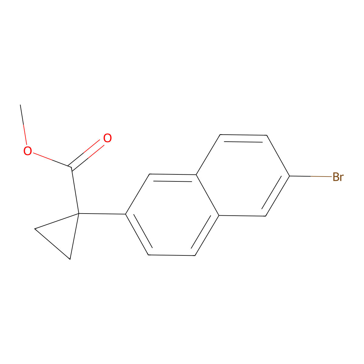 Methyl 1-(6-bromonaphthalen-2-yl)cyclopropane-1-carboxylate molecular structure, CAS 1423703-16-5