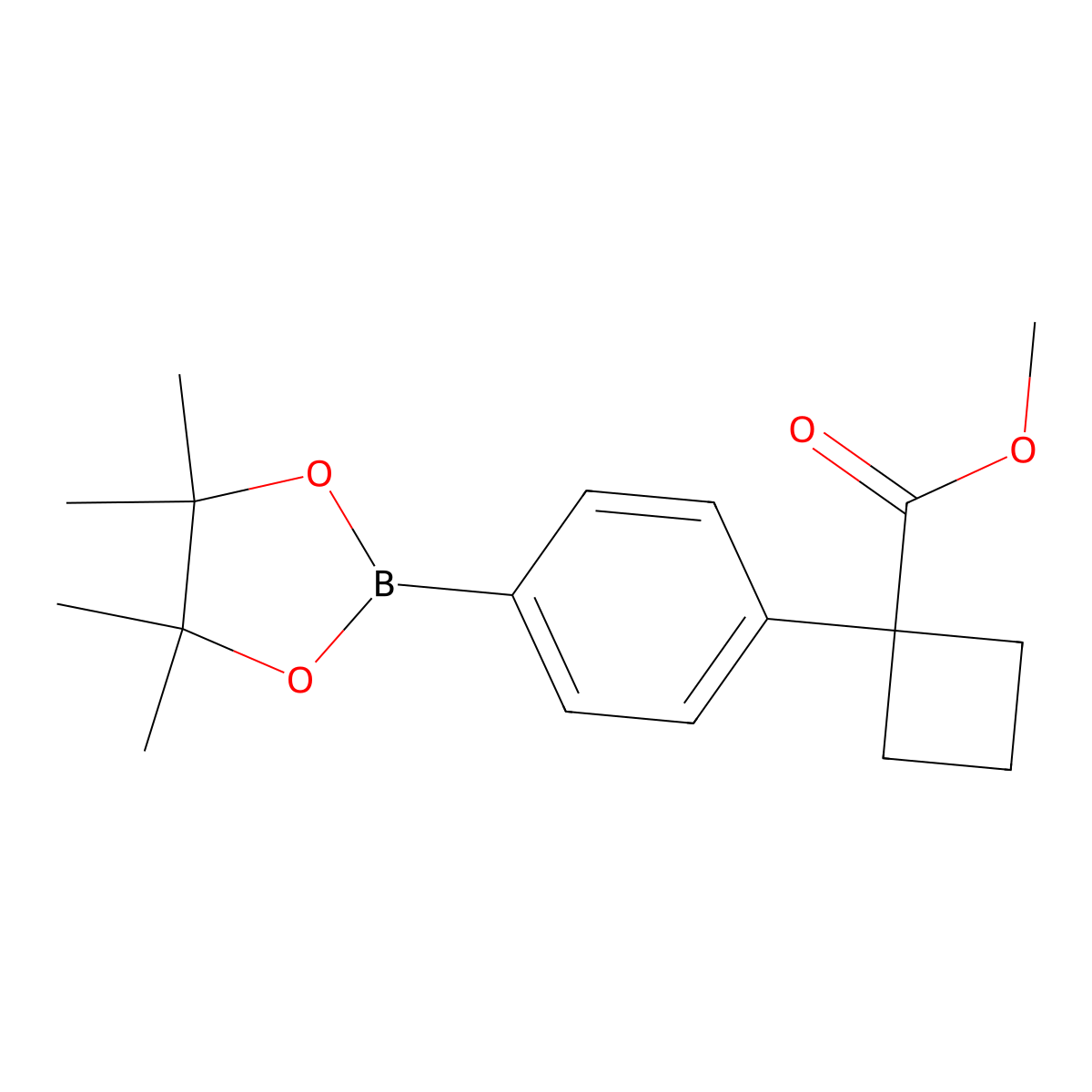 Methyl 1-(4-(4,4,5,5-tetramethyl-1,3,2-dioxaborolan-2-YL)phenyl)cyclobutane-1-carboxylate molecular structure, CAS 1423704-86-2
