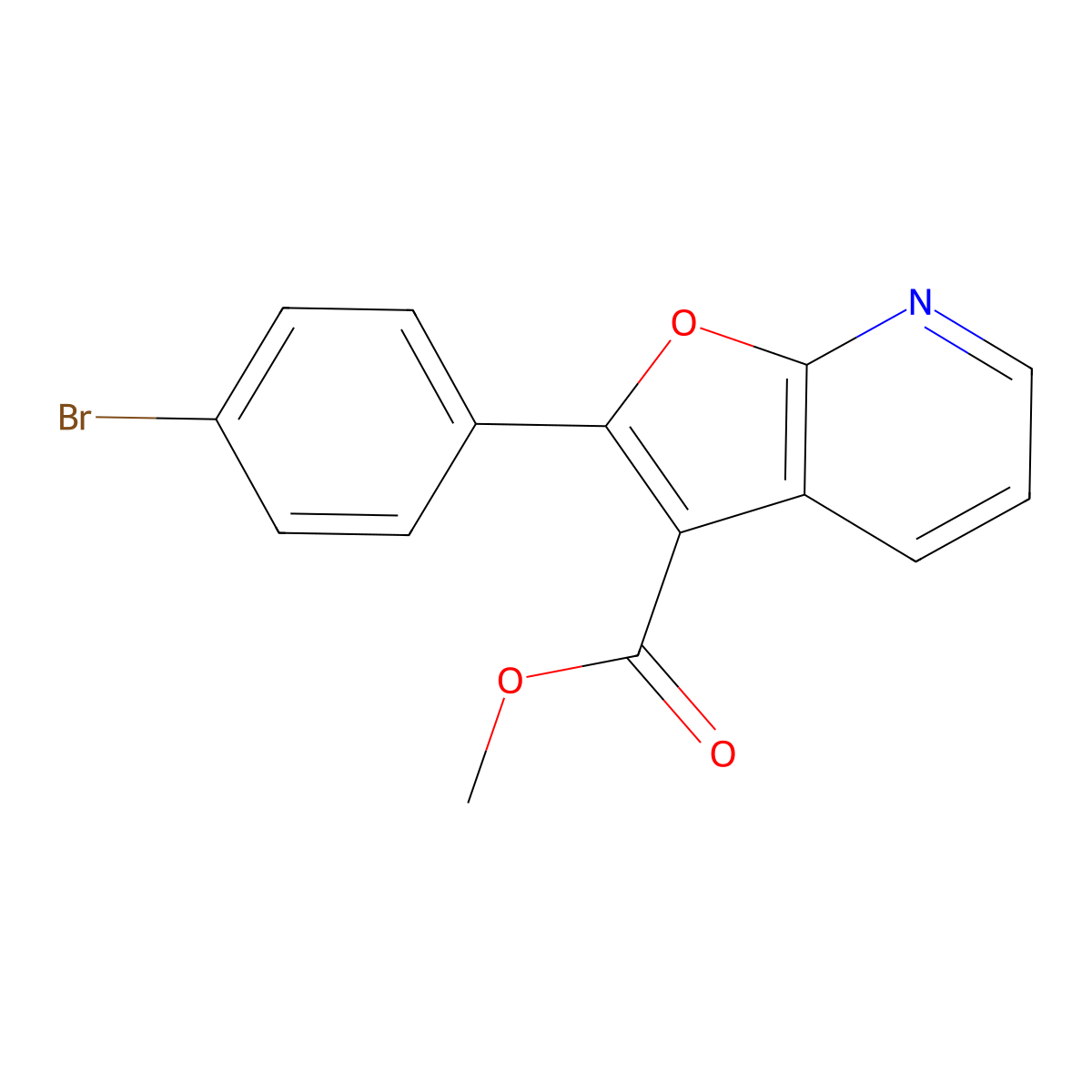 Methyl 2-(4-bromophenyl)furo[2,3-b]pyridine-3-carboxylate molecular structure, CAS 1423705-90-1