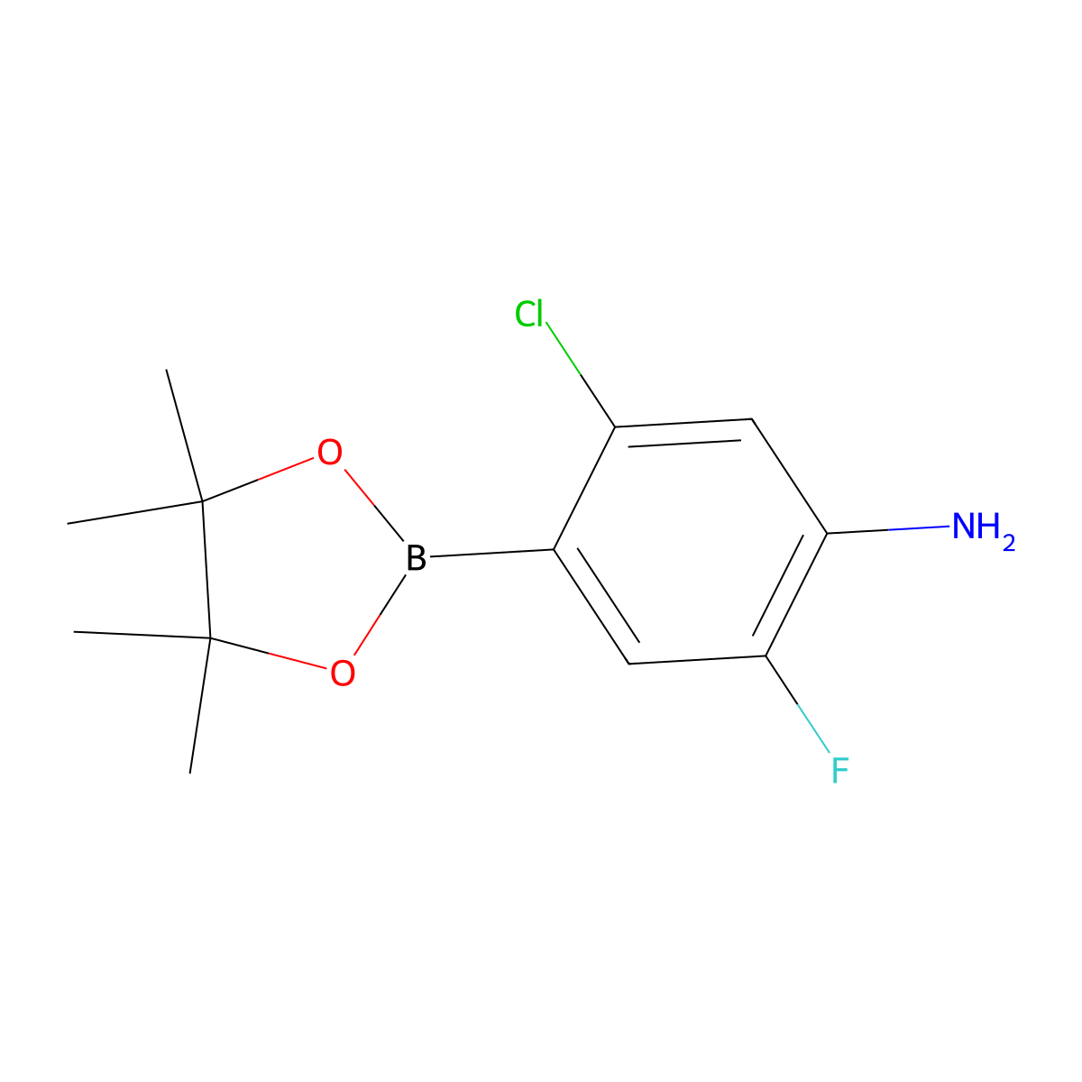 5-Chloro-2-fluoro-4-(4,4,5,5-tetramethyl-1,3,2-dioxaborolan-2-yl)aniline molecular structure, CAS 1423706-66-4