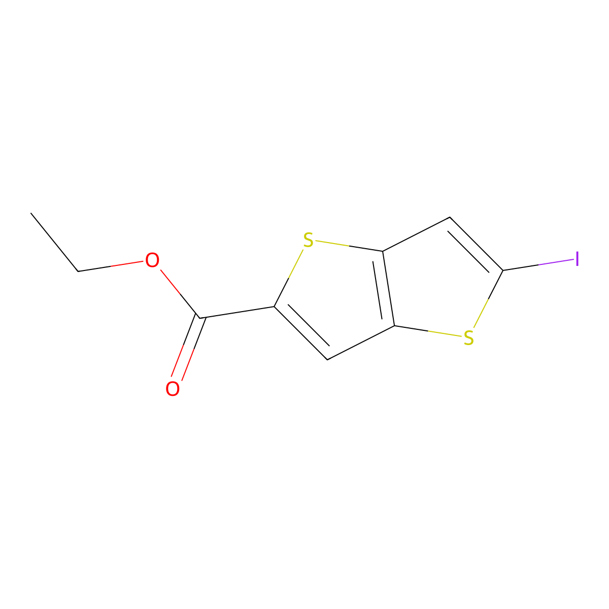Ethyl 5-iodothieno[3,2-B]thiophene-2-carboxylate molecular structure, CAS 1423707-54-3