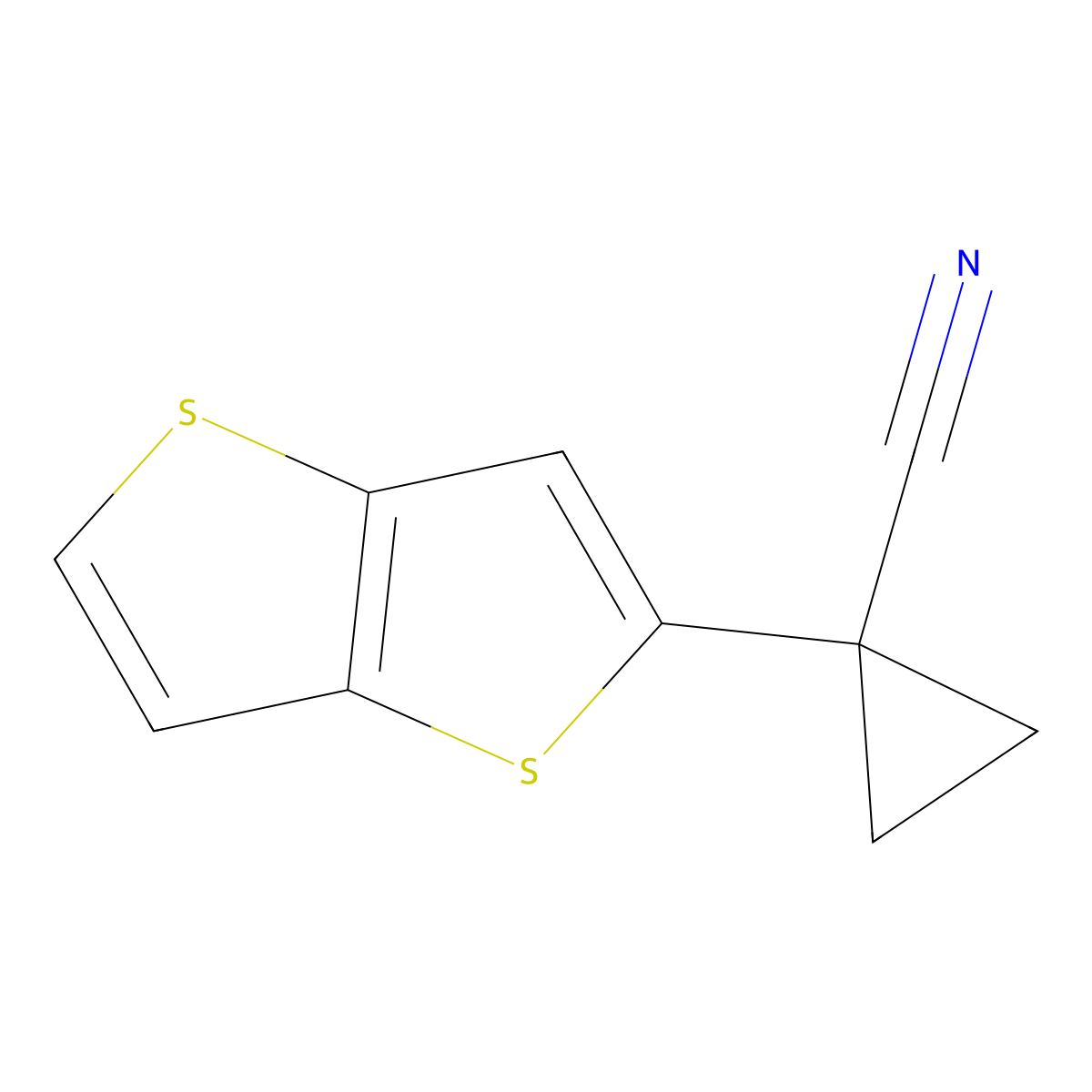 1-(Thieno[3,2-B]thiophen-2-YL)cyclopropane-1-carbonitrile molecular structure, CAS 1423707-56-5