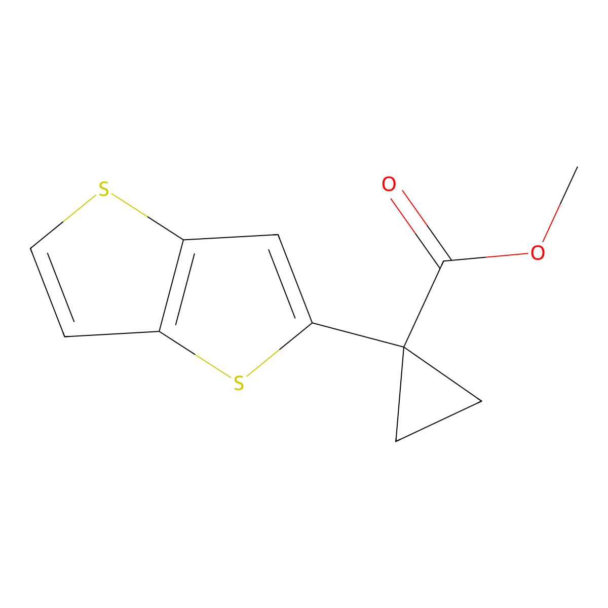 Methyl 1-(thieno[3,2-B]thiophen-2-YL)cyclopropane-1-carboxylate molecular structure, CAS 1423707-57-6