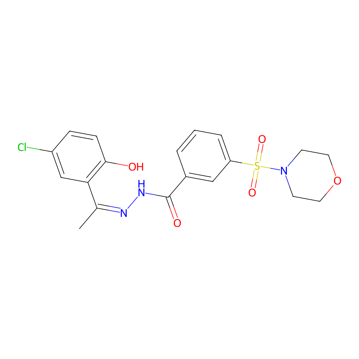 (E)-N'-(1-(5-chloro-2-hydroxyphenyl)ethylidene)-3-(morpholinosulfonyl)benzohydrazide molecular structure, CAS 1423715-09-6