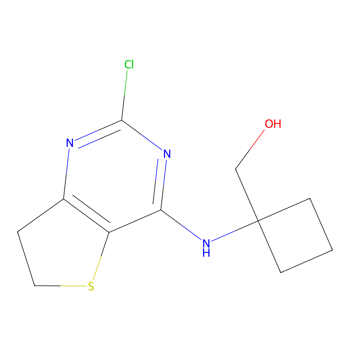 1-[(2-Chloro-6,7-dihydrothieno[3,2-d]pyrimidin-4-yl)amino]-cyclobutanemethanol molecular structure, CAS 1423719-34-9