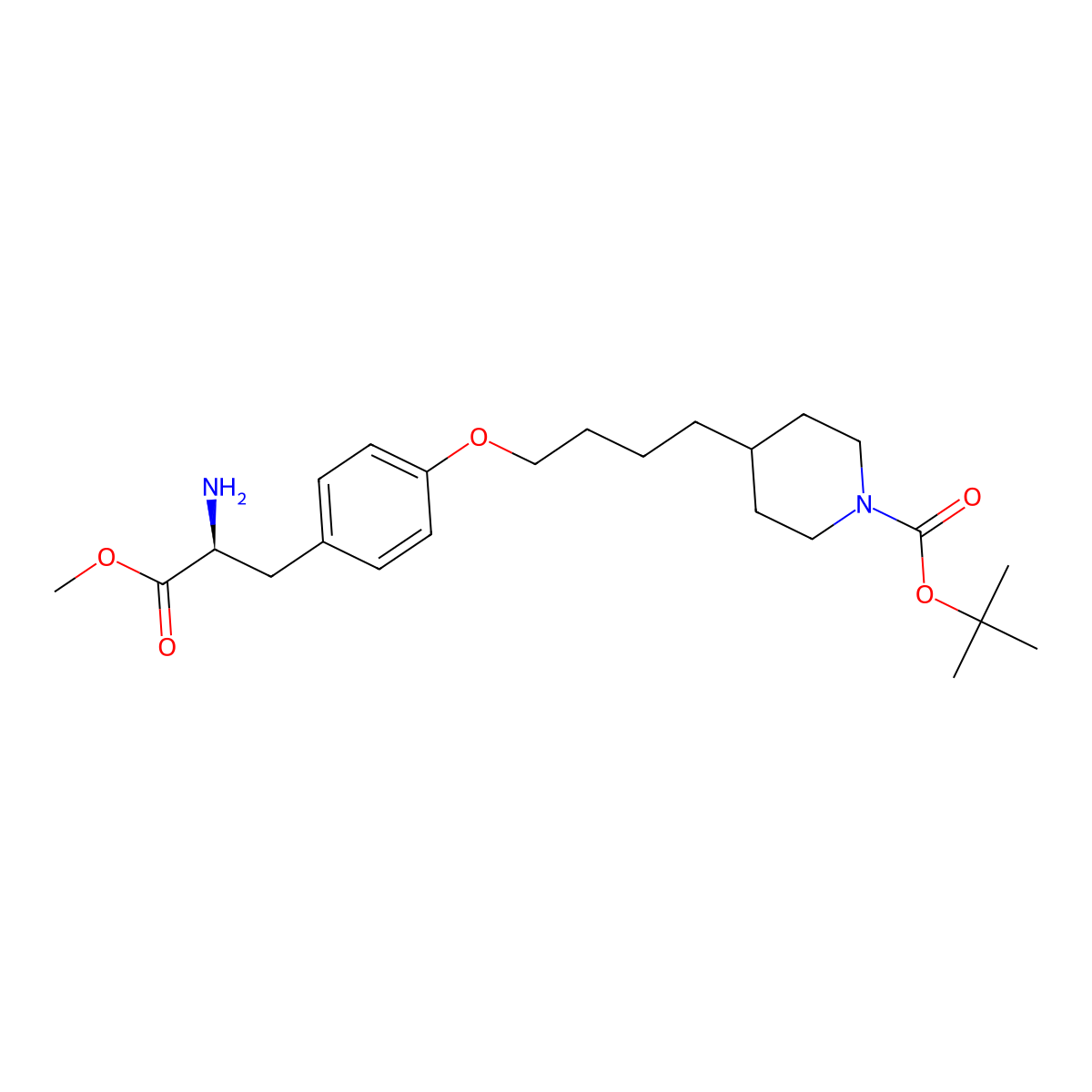 (S)-tert-Butyl 4-(4-(4-(2-amino-3-methoxy-3-oxopropyl)phenoxy)butyl)piperidine-1-carboxylate molecular structure, CAS 142373-57-7