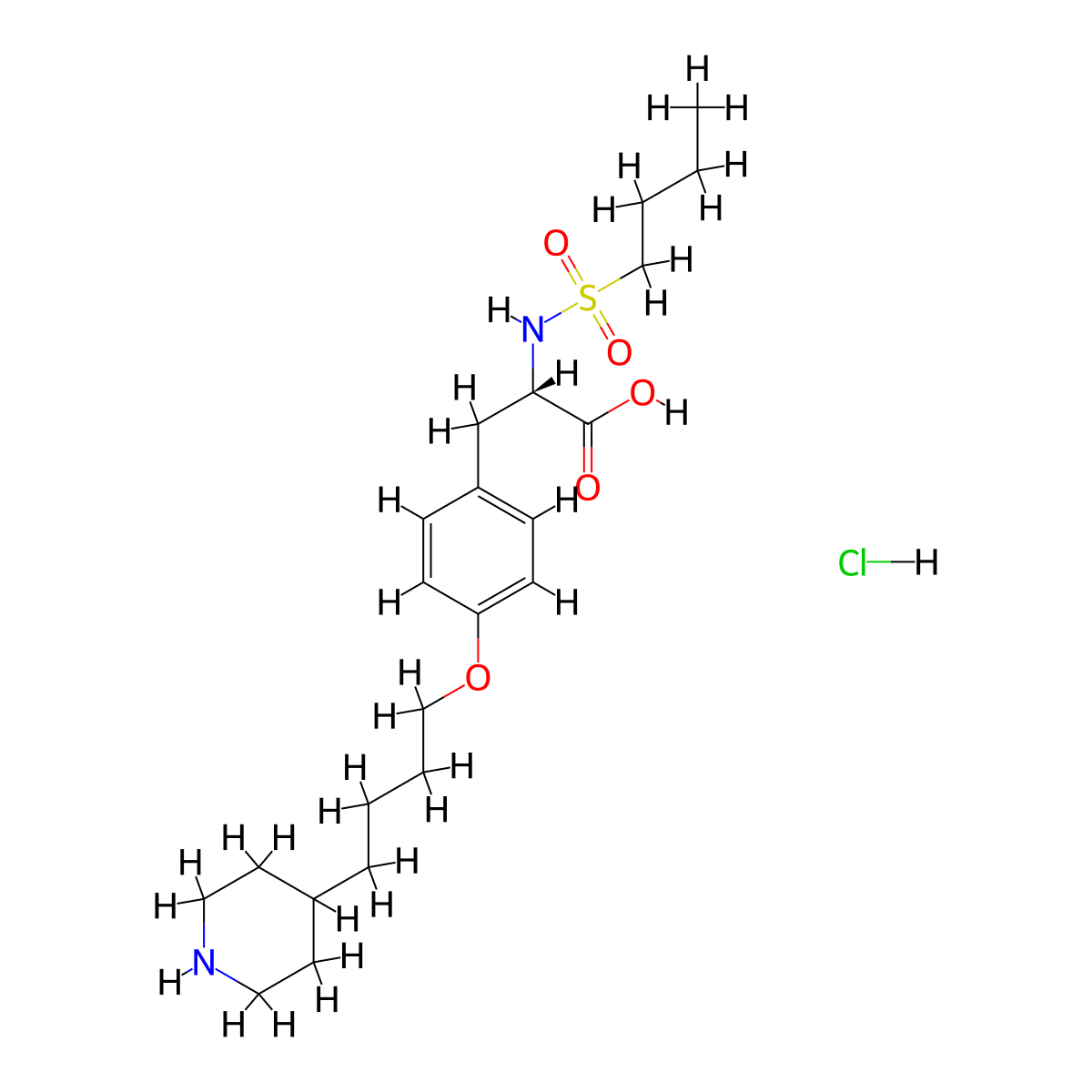 Tirofiban hydrochloride anhydrous molecular structure, CAS 142373-60-2
