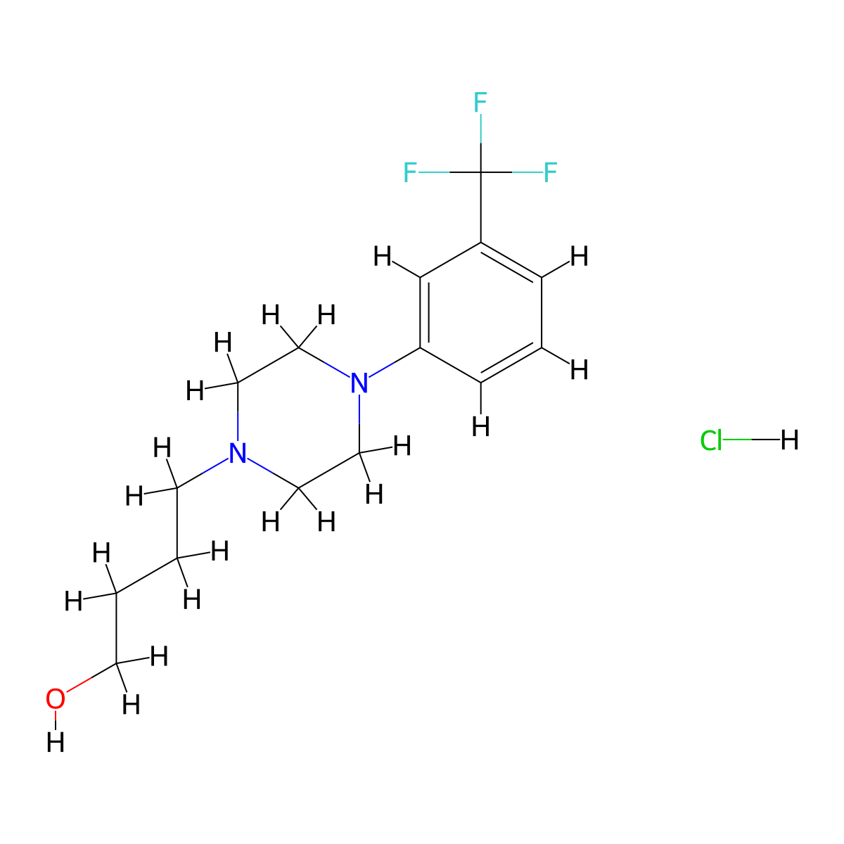 4-{4-[3-(Trifluoromethyl)phenyl]piperazin-1-yl}butan-1-ol hydrochloride molecular structure, CAS 1423731-37-6