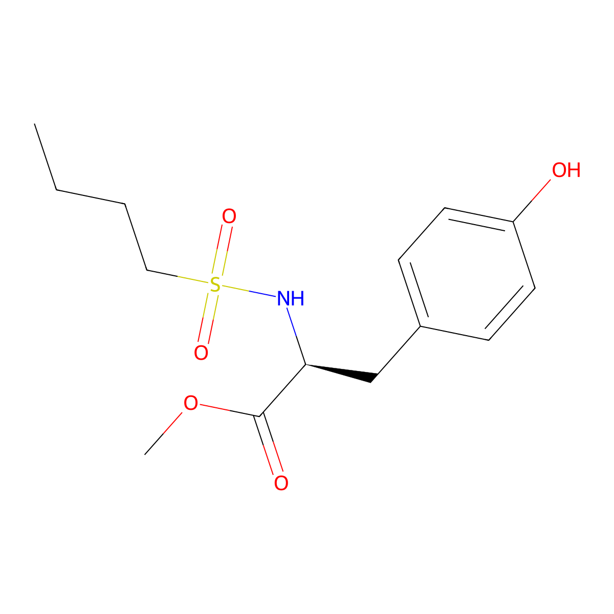 MethylN-butylsulfonyl-L-p-hydroxyphenylalanine molecular structure, CAS 142374-01-4