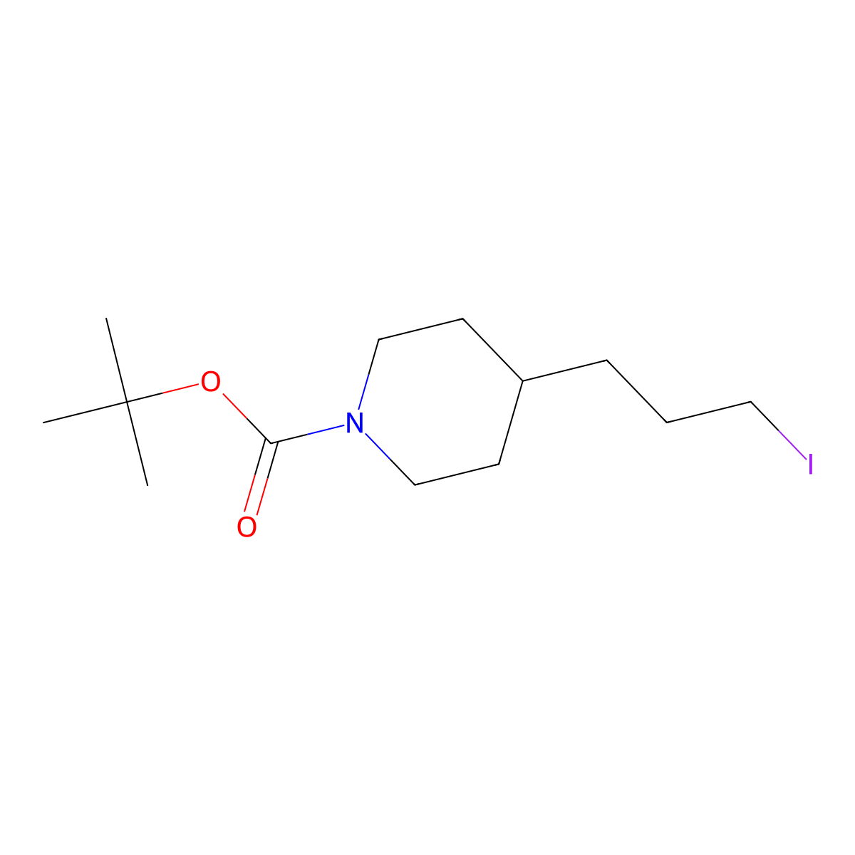 Tert-butyl 4-(3-iodopropyl)piperidine-1-carboxylate molecular structure, CAS 142374-14-9