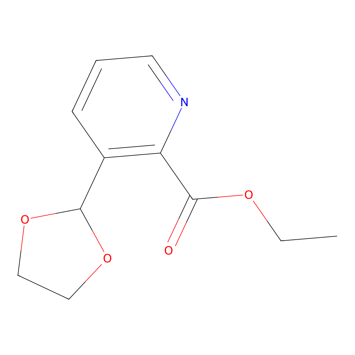 Ethyl 3-(1,3-dioxolan-2-yl)pyridine-2-carboxylate molecular structure, CAS 1423757-75-8