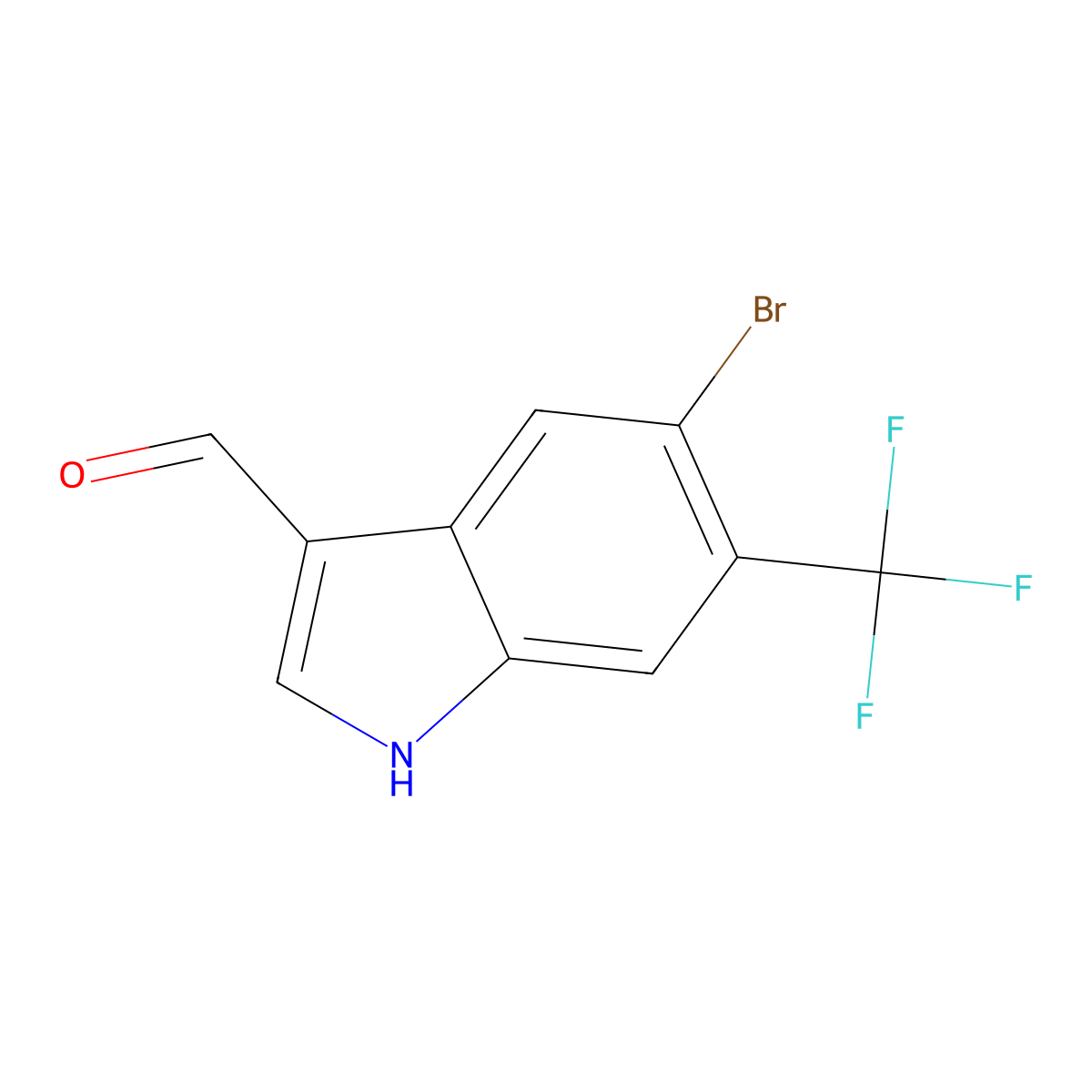 5-bromo-6-(trifluoromethyl)-1H-indole-3-carbaldehyde molecular structure, CAS 1423757-77-0