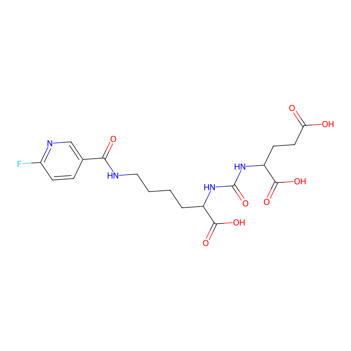 N-((((1S)-1-Carboxy-5-(((6-fluoro-3-pyridinyl)carbonyl)amino)pentyl)amino)carbonyl)-L-glutamic acid molecular structure, CAS 1423758-00-2
