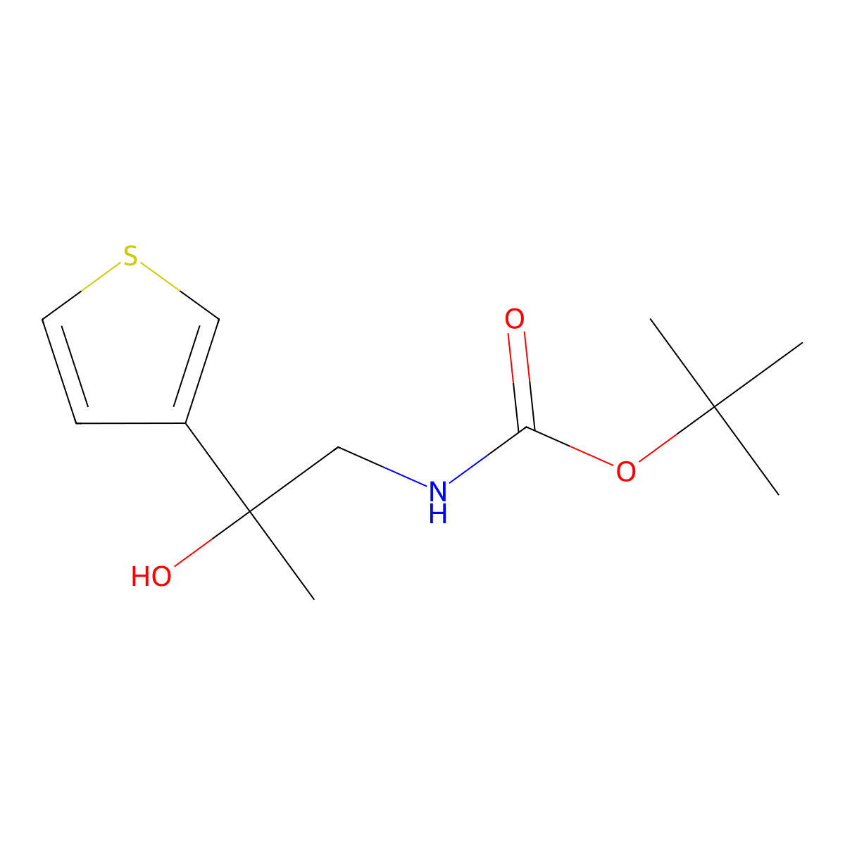 tert-butyl N-[2-hydroxy-2-(thiophen-3-yl)propyl]carbamate molecular structure, CAS 1423775-35-2
