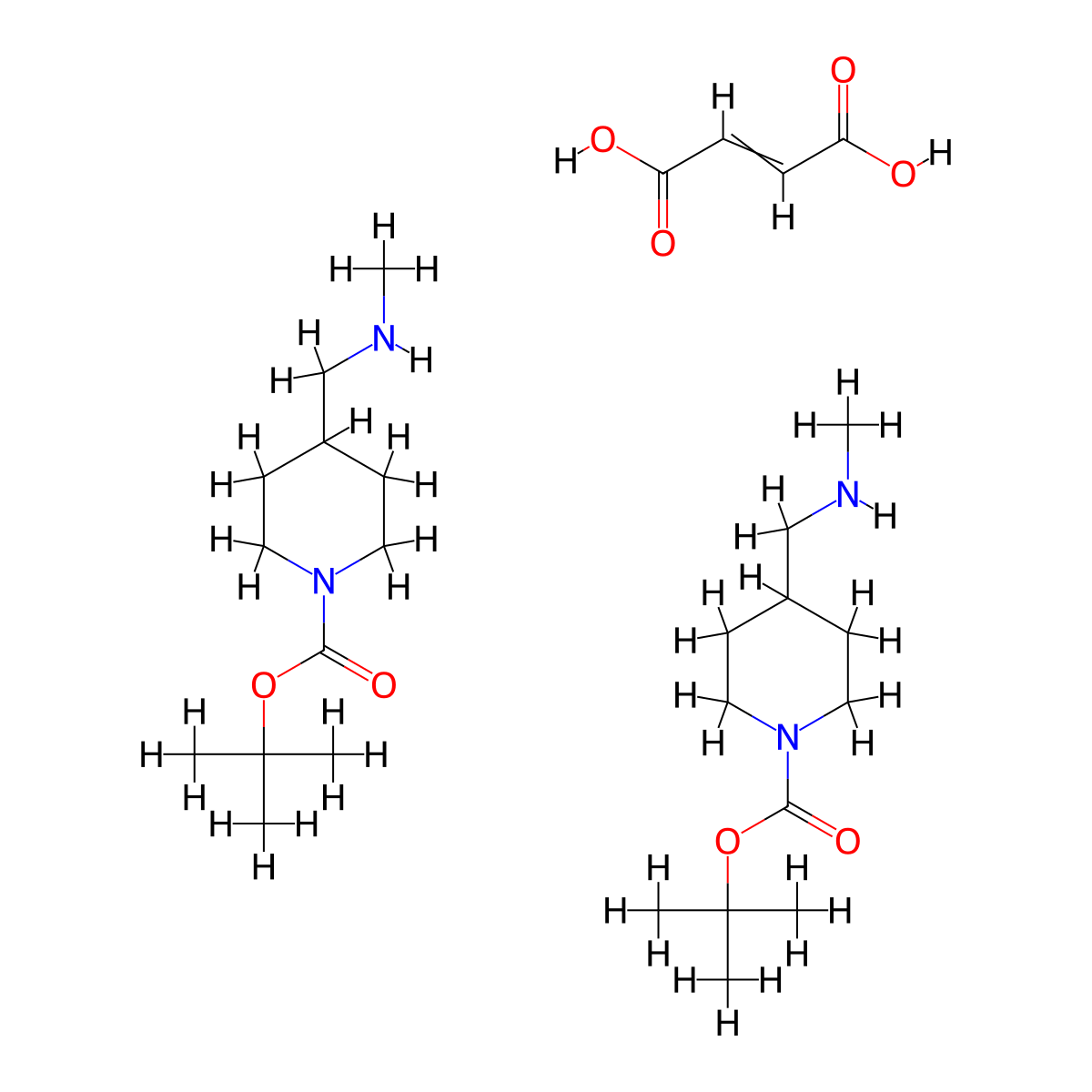 (2E)-But-2-enedioic acid bis(tert-butyl 4-[(methyl-amino)methyl]piperidine-1-carboxylate) molecular structure, CAS 1423796-07-9