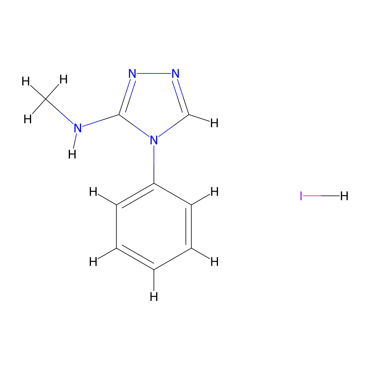 N-methyl-4-phenyl-4H-1,2,4-triazol-3-amine hydroiodide molecular structure, CAS 1423806-13-6