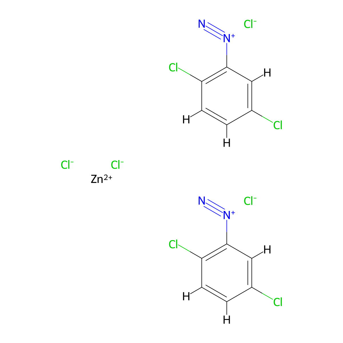 Benzenediazonium, 2,5-dichloro-, (T-4)-tetrachlorozincate(2-) (2:1) molecular structure, CAS 14239-23-7